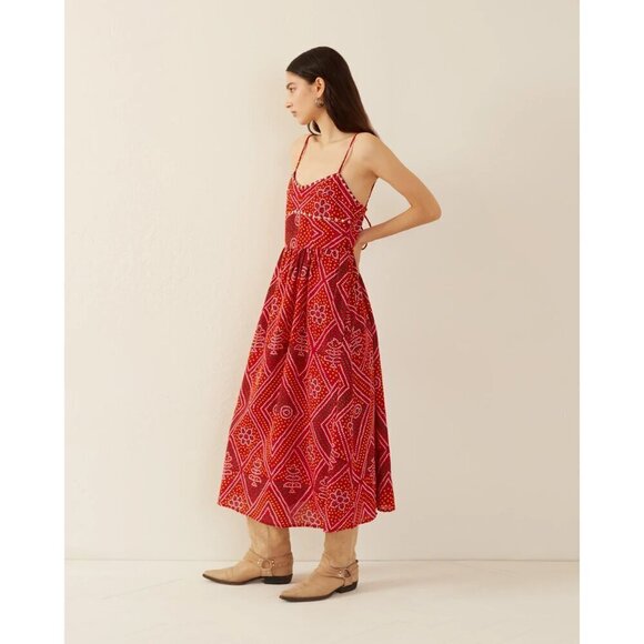 Alix Of Bohemia Dresses & Skirts - Alix of Bohemia Autumn Scarlett Bandani Dress XL Red Cotton Boho Maxi